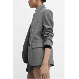 MANGO Houndstooth One-Button Blazer